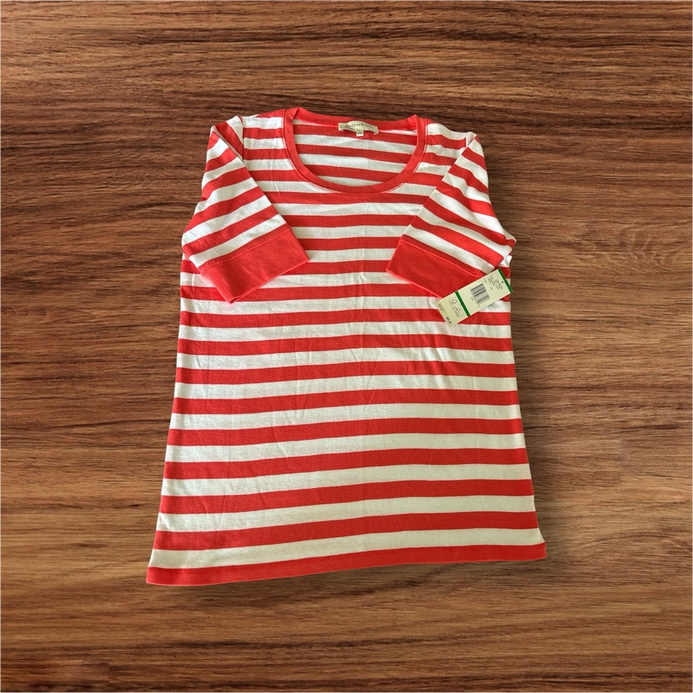 Jones New York Red and White Striped Tee
